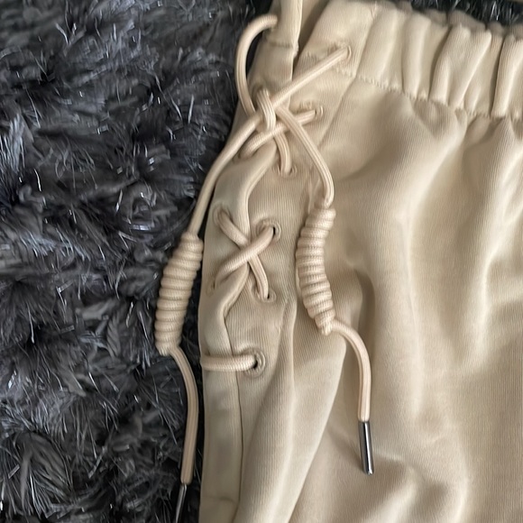 Forever 21 French Terry beige lace up joggers size small - Picture 6 of 11